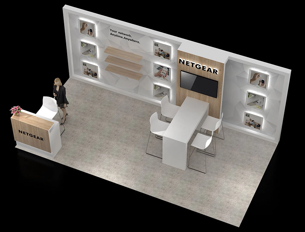 Trade show display with modern design features