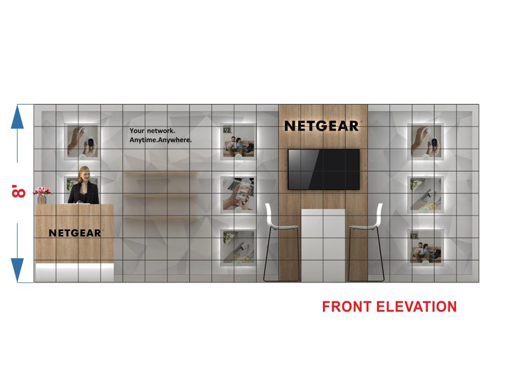 Trade show display with modern design features