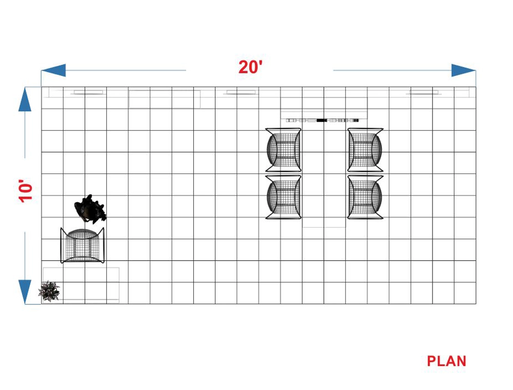 Trade show display with modern design features