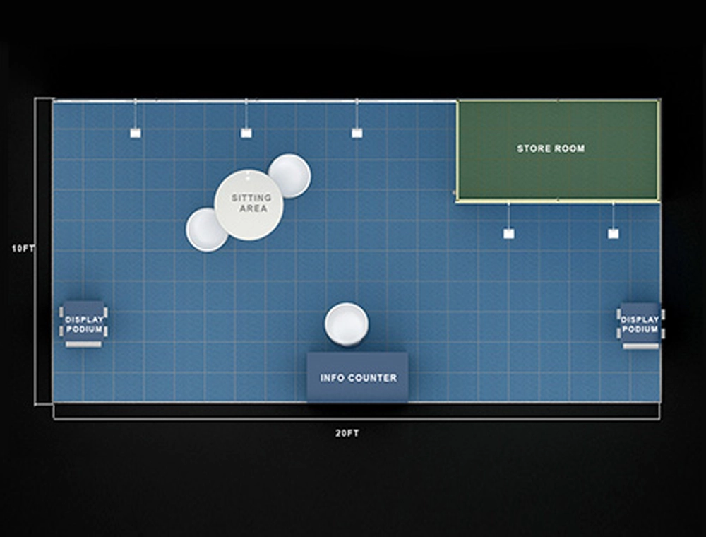 Modern 10x20 trade show booth with display panels