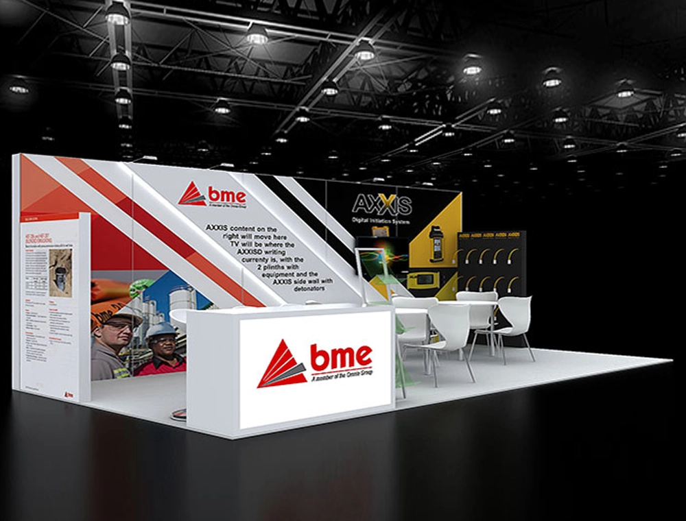 10x20 booth with branded signage and lighting