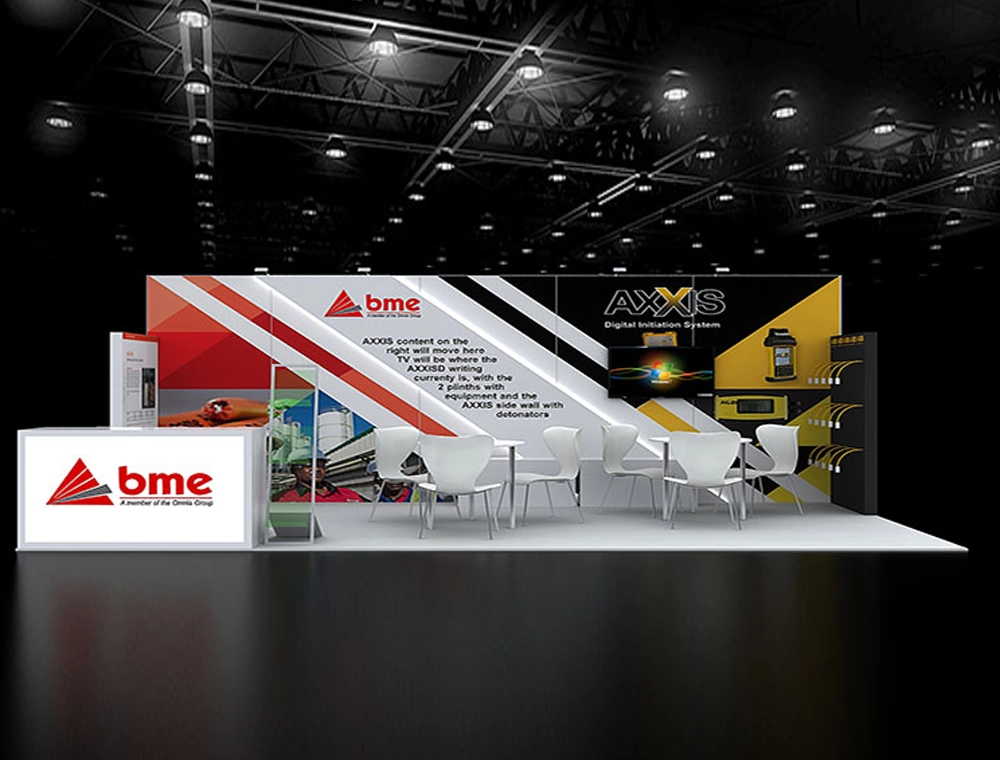 10x20 booth with branded signage and lighting