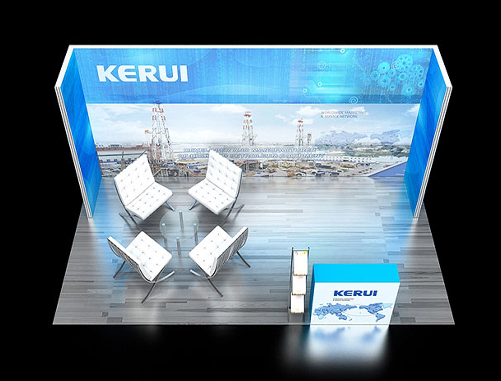 Branded 10x20 trade show booth with counters