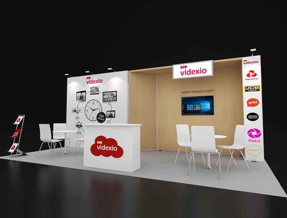 10x20 trade show booth with product display stands