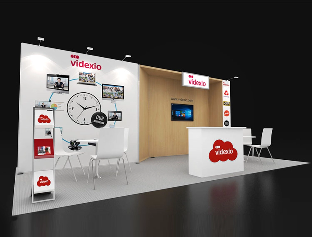10x20 trade show booth with product display stands
