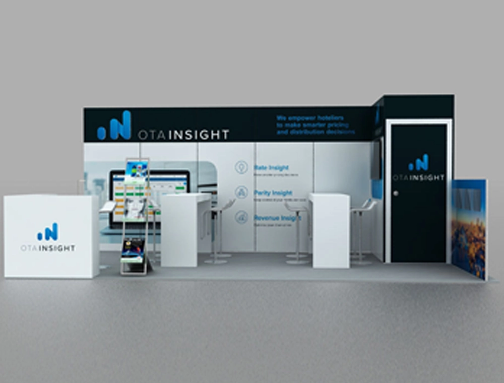 Open 10x20 trade show booth with counters