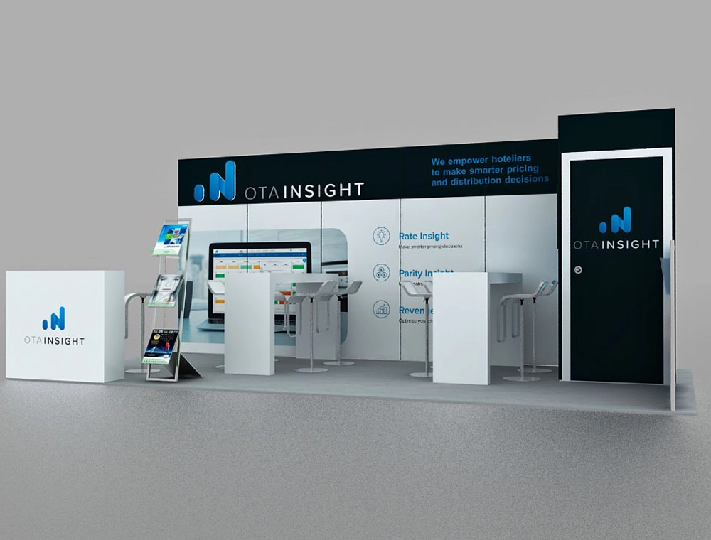 Open 10x20 trade show booth with counters