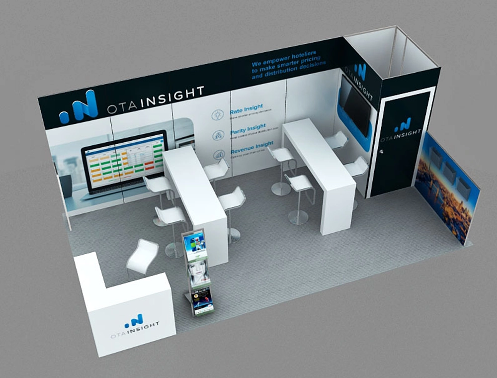 Open 10x20 trade show booth with counters