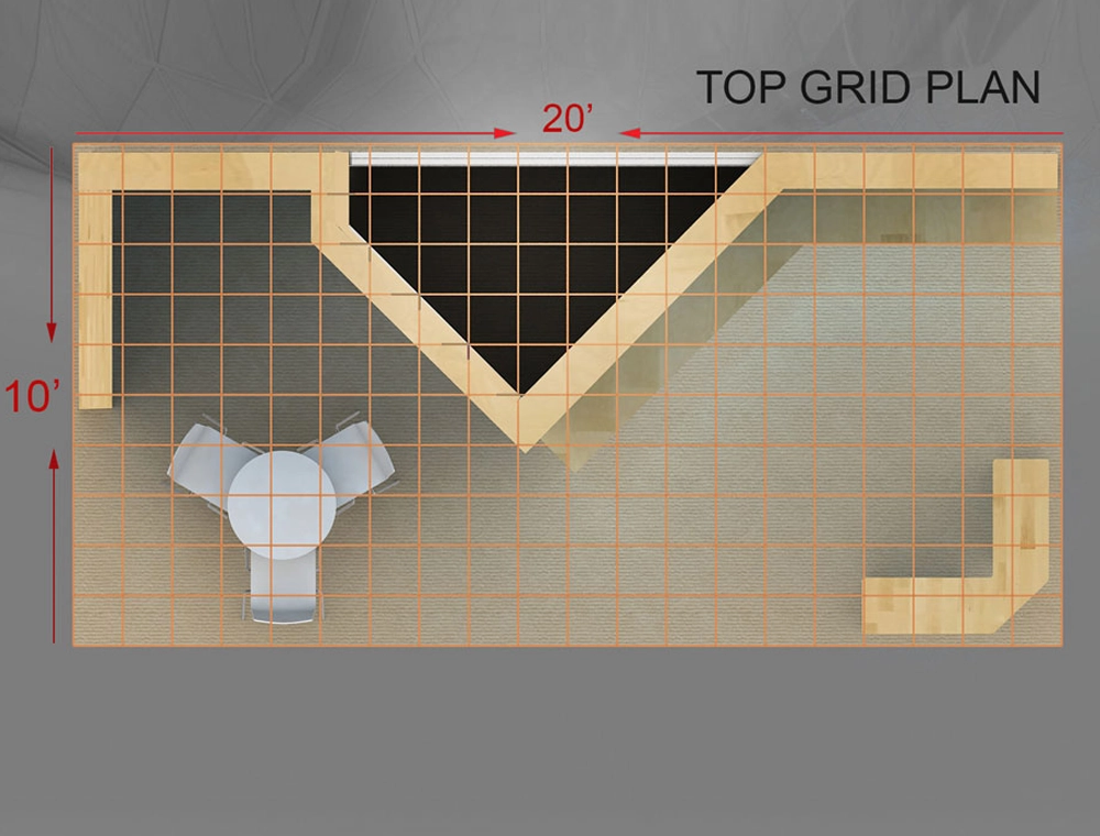 Modern exhibition booth with branded backdrop panels