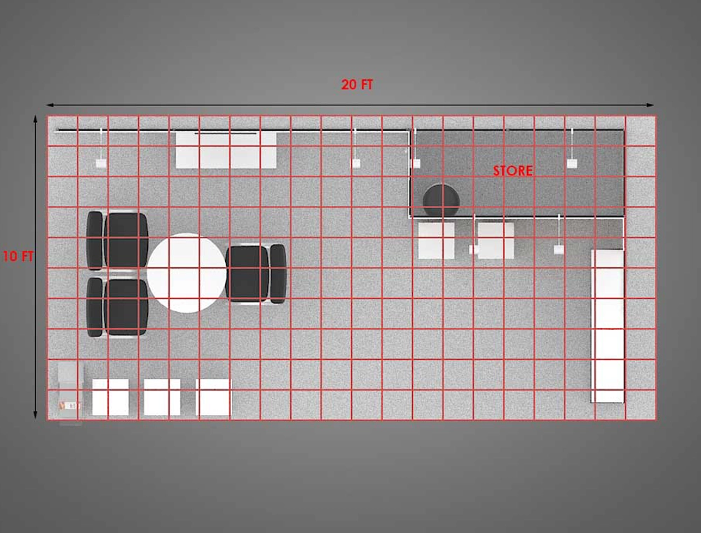Stylish 10x20 exhibition booth with open layout