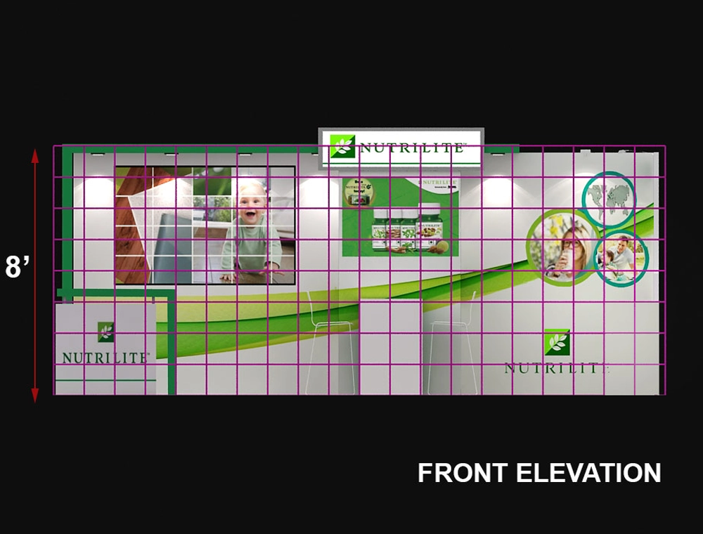 Contemporary 10x20 booth with digital screens