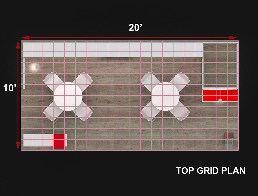 Modular trade show booth with lighting features