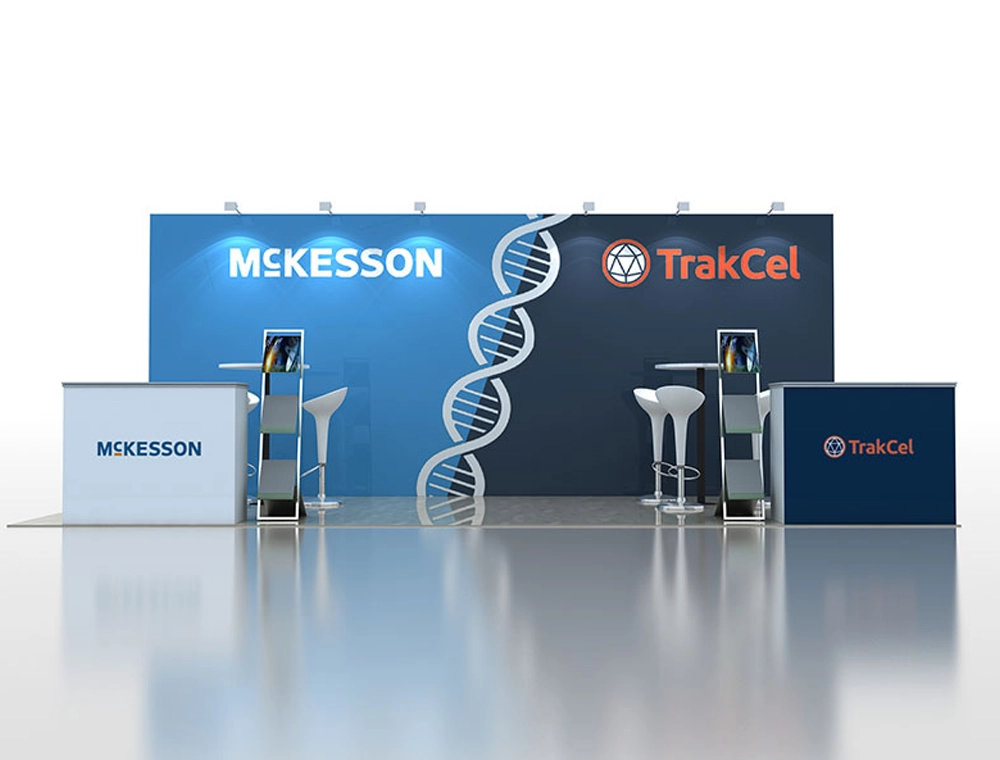 10x20 exhibition booth with branded graphics panels