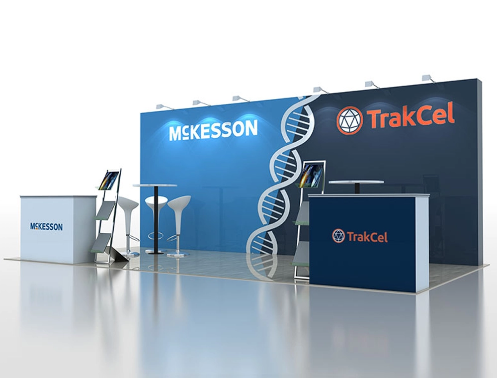 10x20 exhibition booth with branded graphics panels