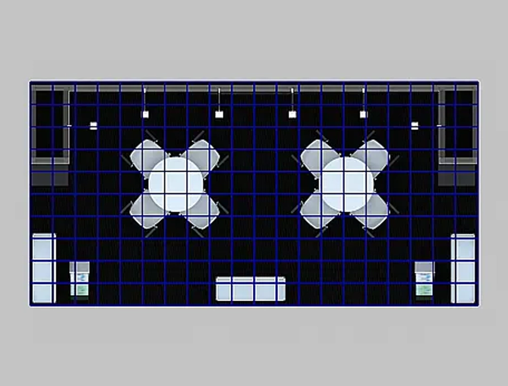 Modern booth with lighting and branding