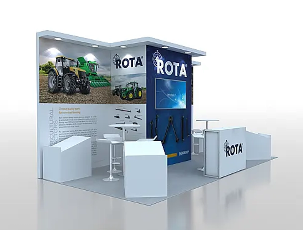 10x20 exhibit booth with promotional banners