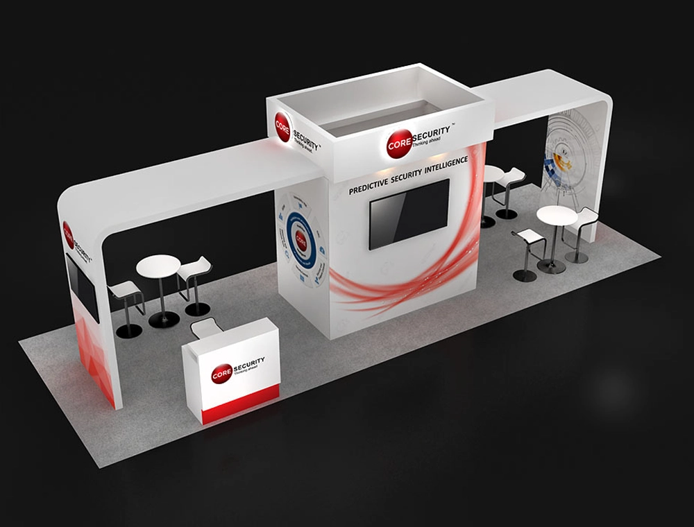 Exhibit booth 10x30 with open counters