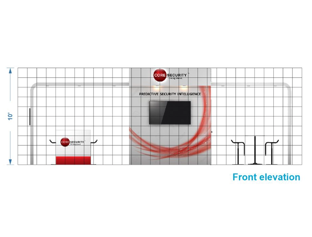 Exhibit booth 10x30 with open counters