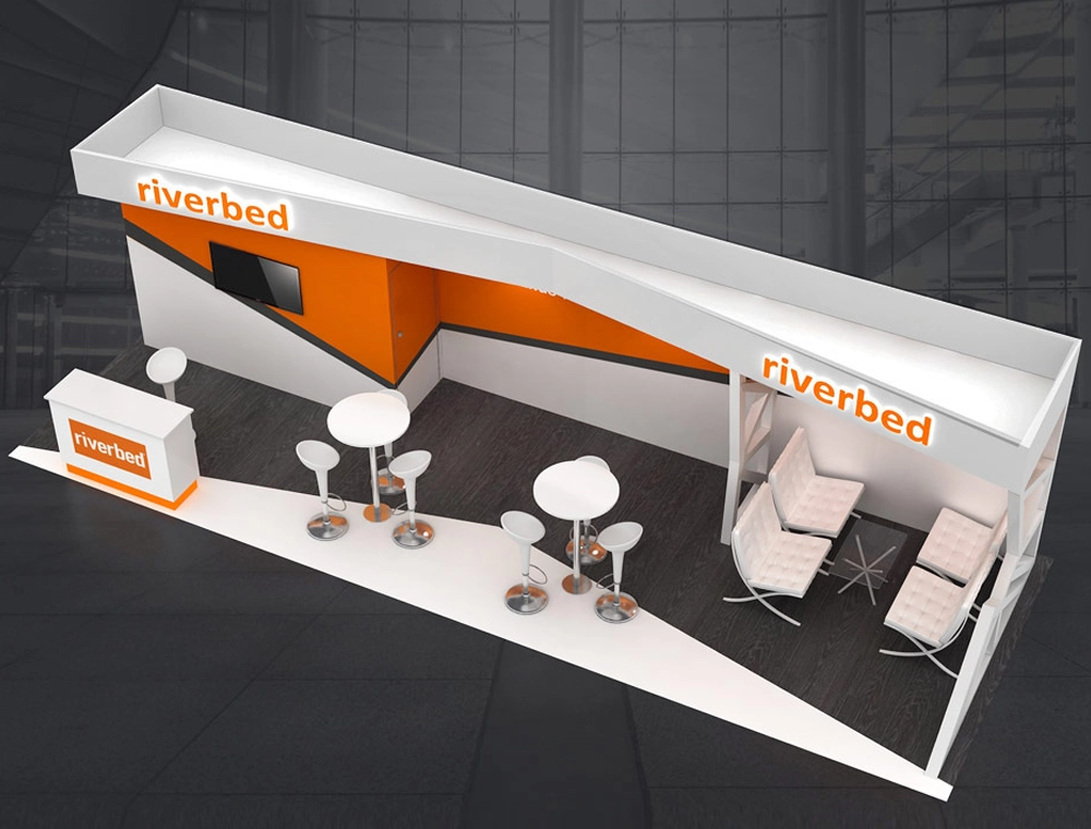 10x30 booth with illuminated signage