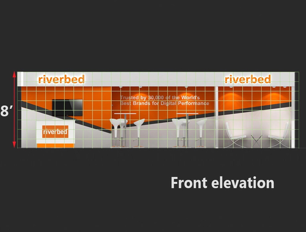 10x30 booth with illuminated signage