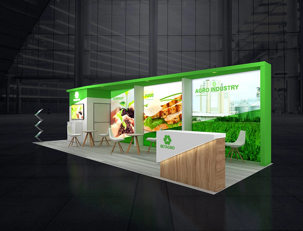 10x30 booth with LED screen backdrop