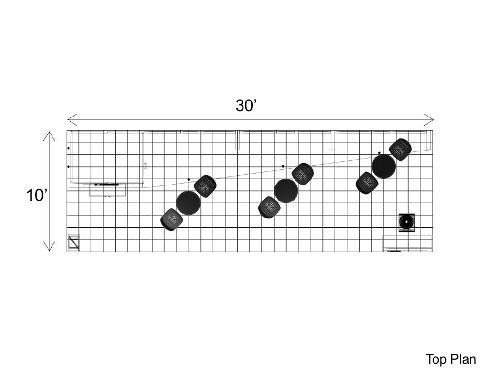 10x30 booth with LED screen backdrop