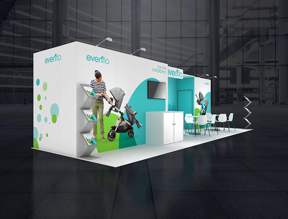 Exhibit booth 10x30 with graphic tower
