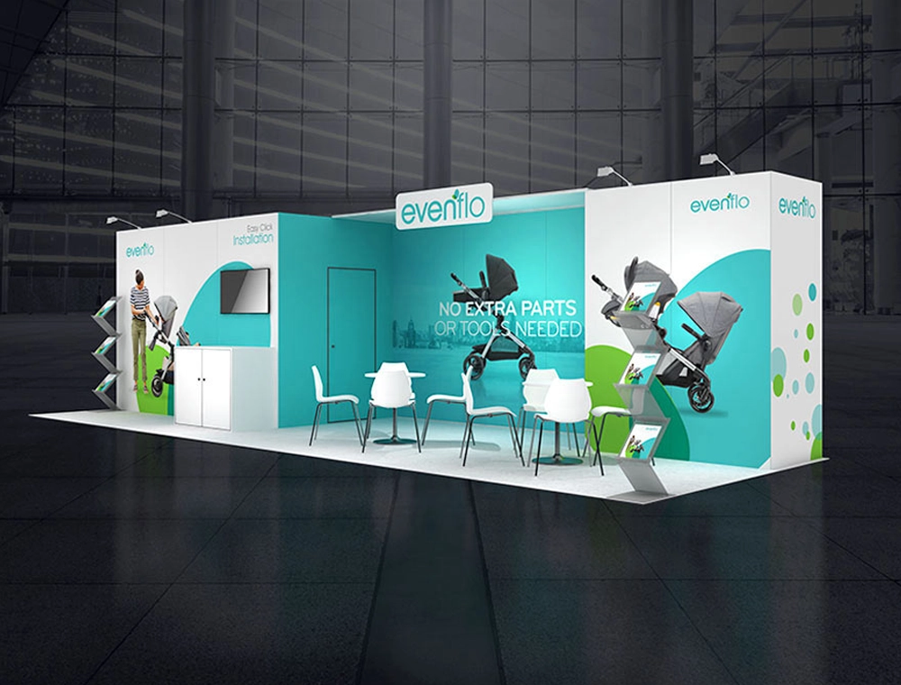 Exhibit booth 10x30 with graphic tower