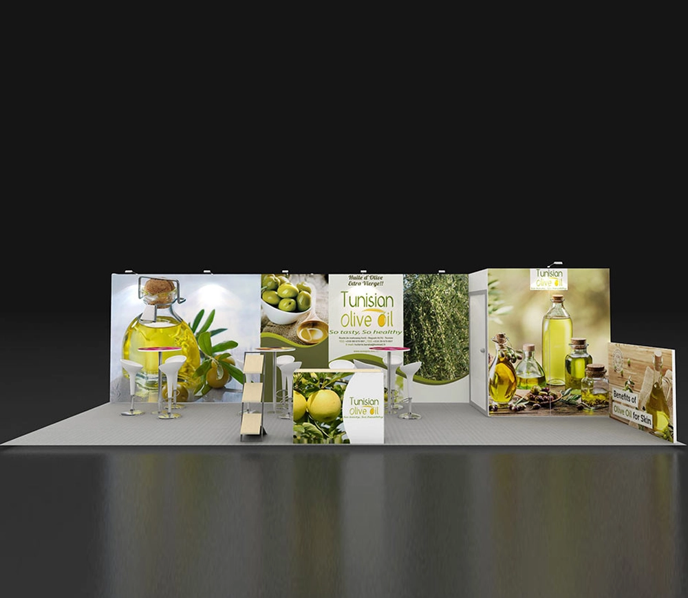 10x30 booth design with open seating