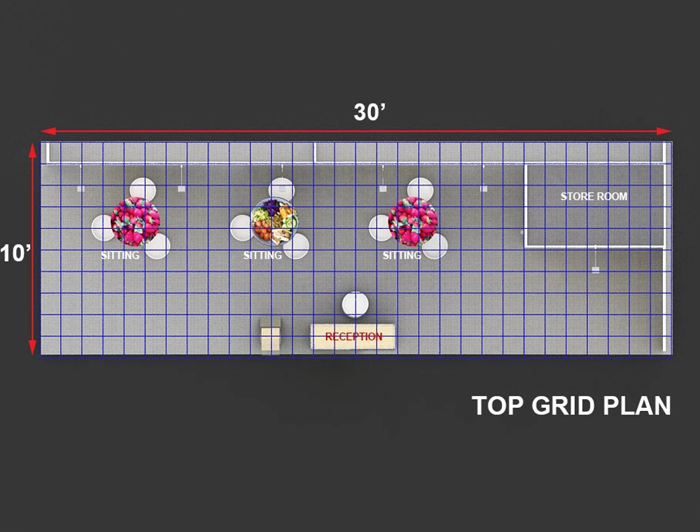 10x30 booth design with open seating