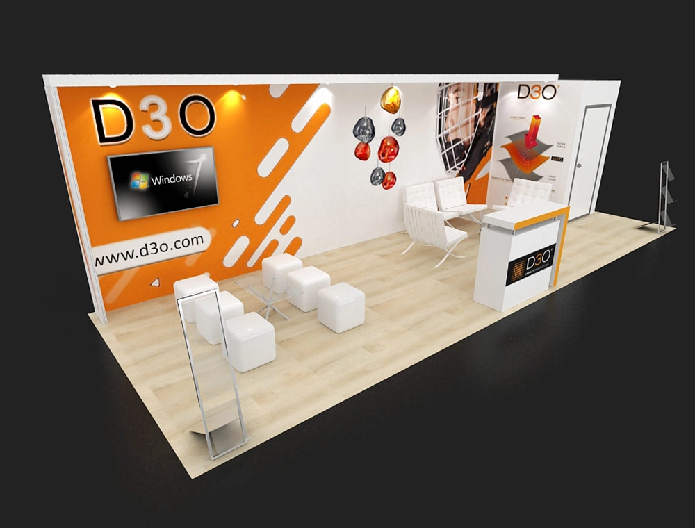 Trade fair booth 10x30 with product grid