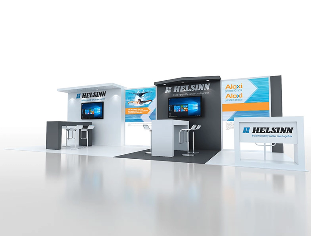 10x30 trade booth with curved header