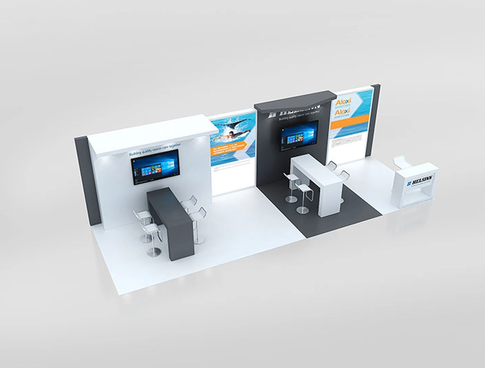 10x30 trade booth with curved header