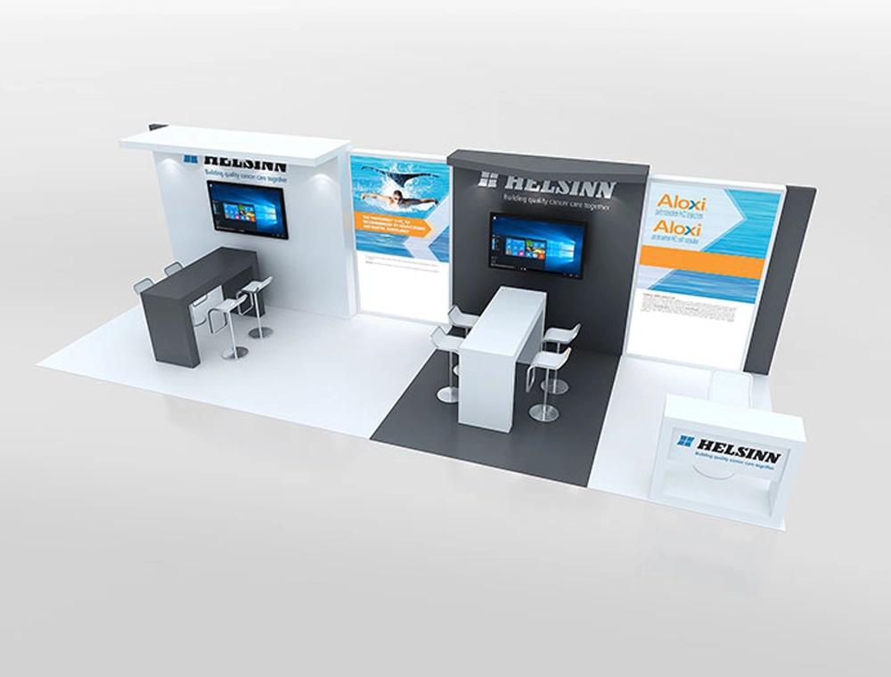 10x30 trade booth with curved header