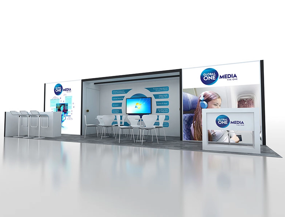 10x30 display with overhead banner sign