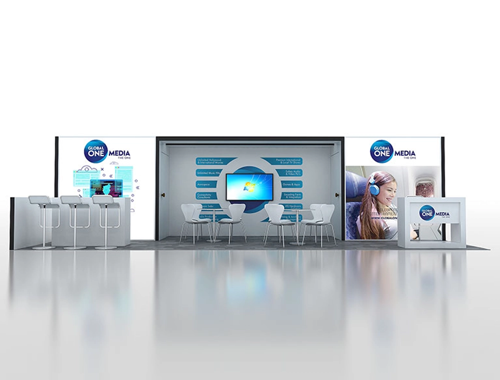 10x30 display with overhead banner sign