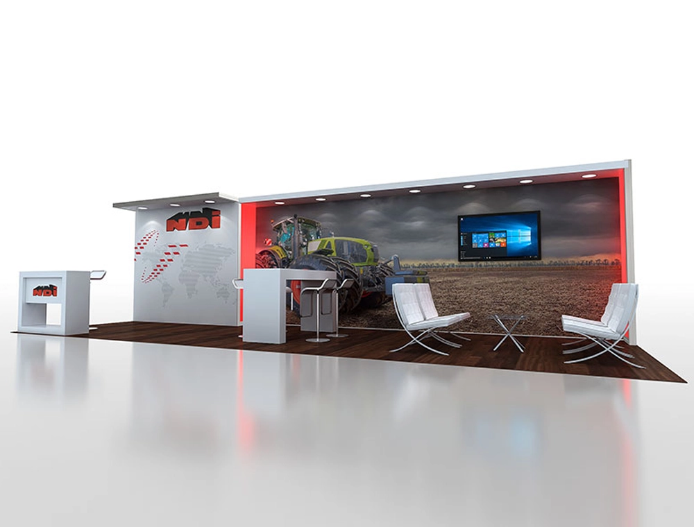 Trade show 10x30 booth with storage wall