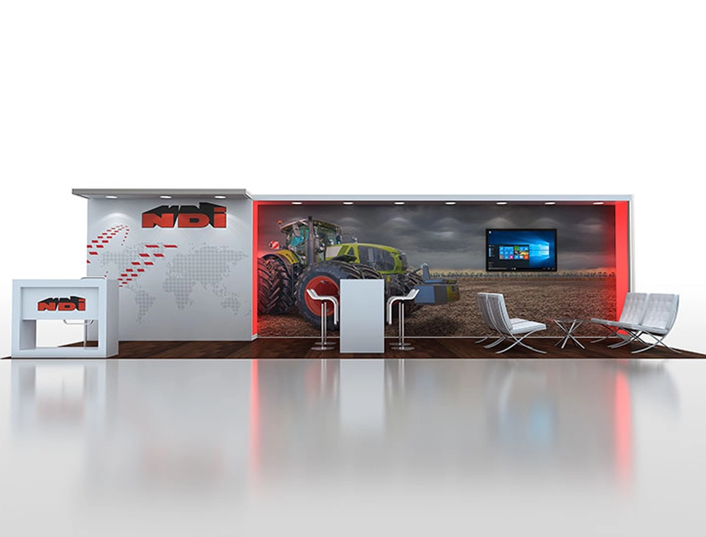 Trade show 10x30 booth with storage wall