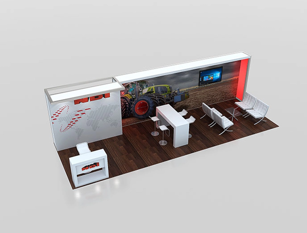 Trade show 10x30 booth with storage wall
