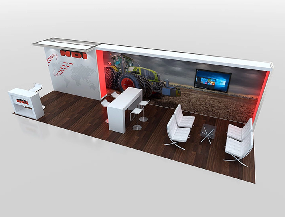 Trade show 10x30 booth with storage wall