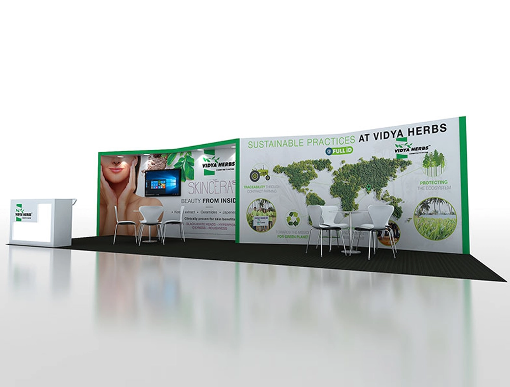 10x30 booth with tall illuminated tower