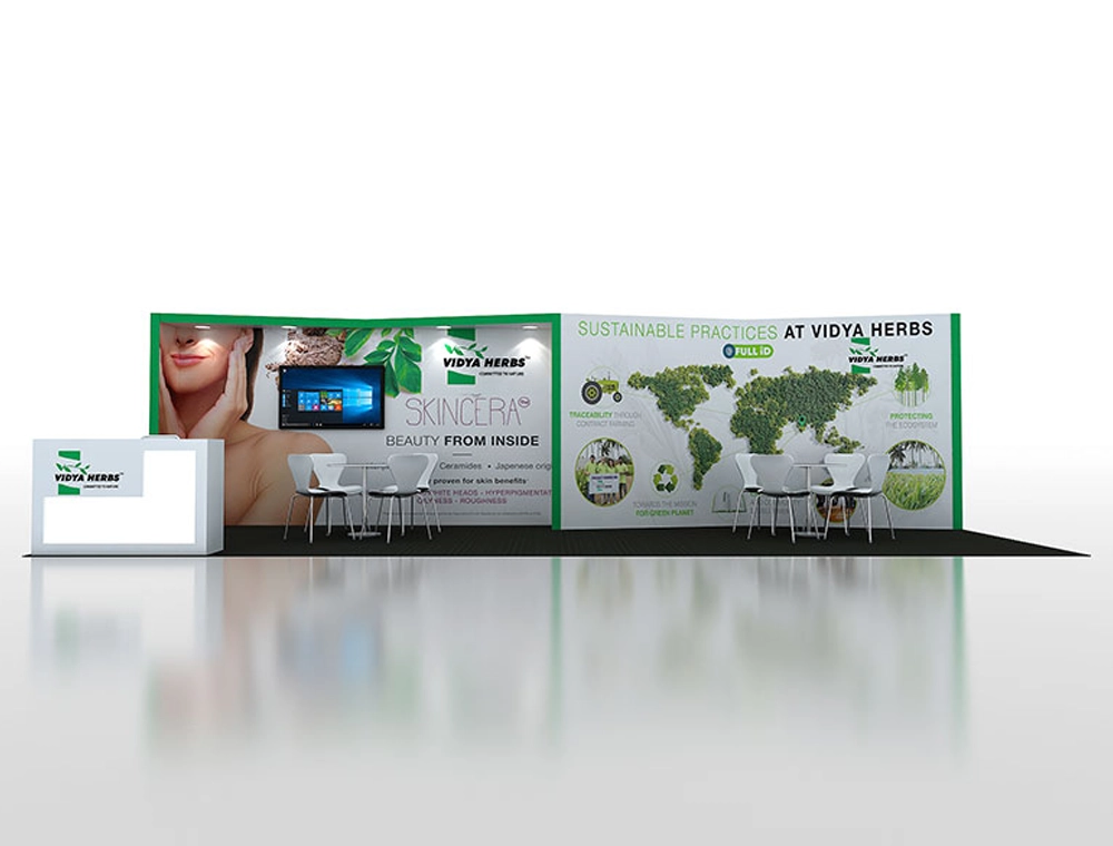 10x30 booth with tall illuminated tower