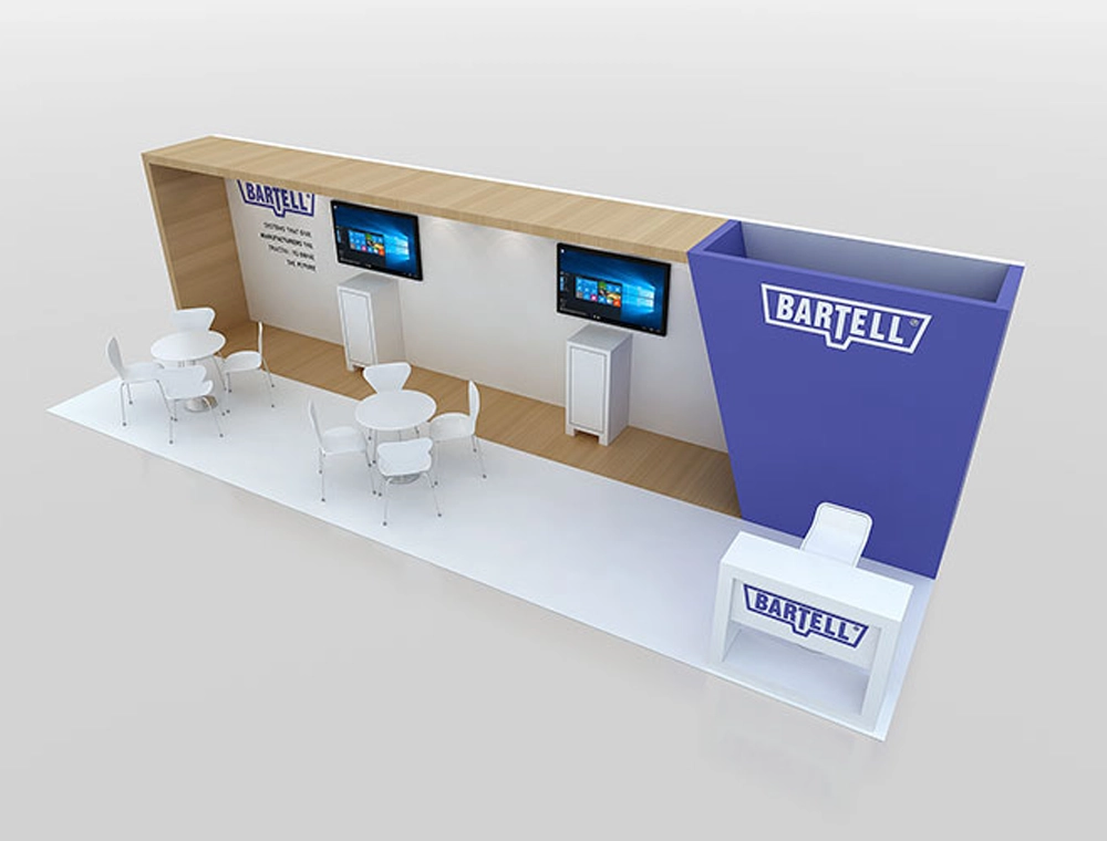 10x30 booth with modern reception counter
