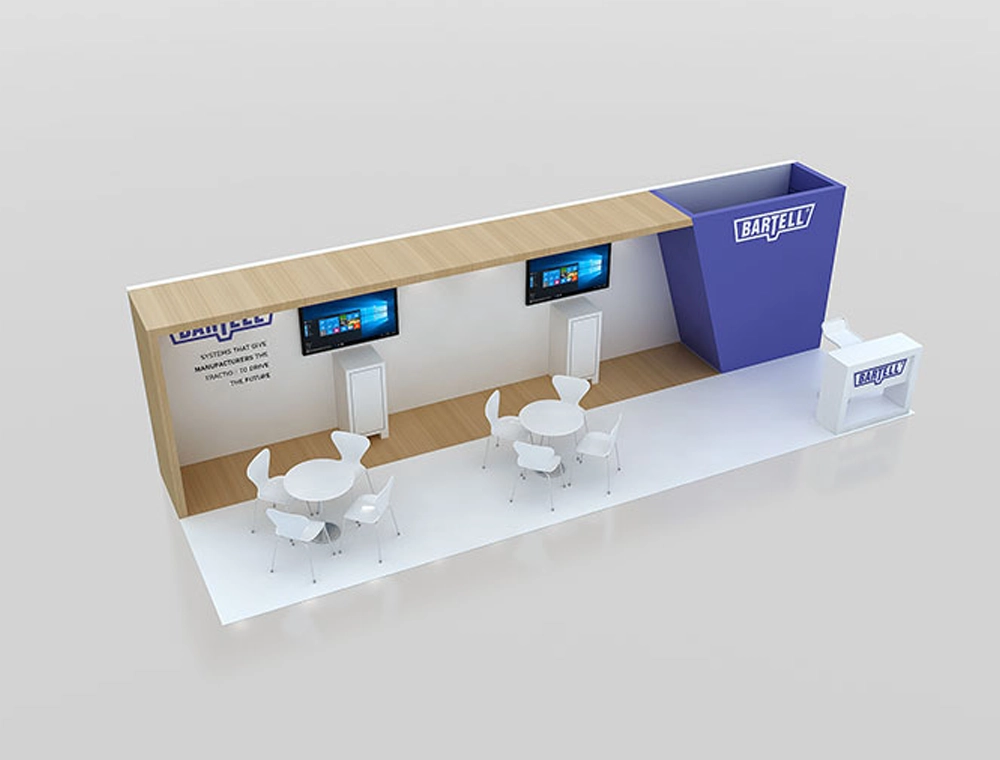 10x30 booth with modern reception counter