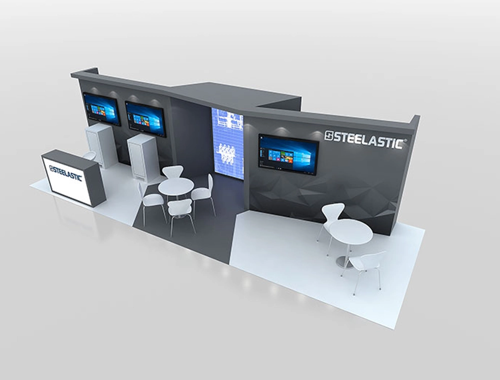 Exhibit 10x30 with demo counters and tower