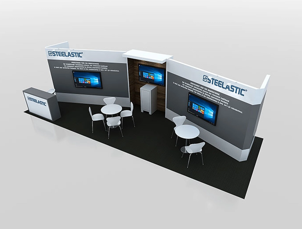 10x30 booth design with header light box