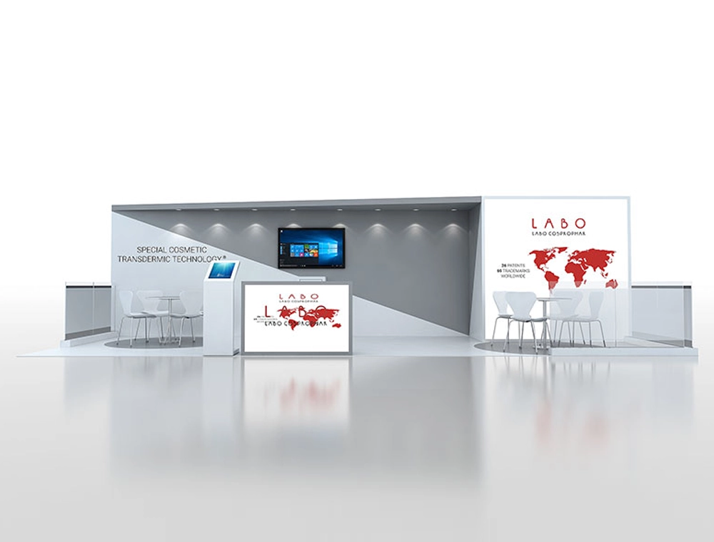 Trade show 10x30 booth with product racks