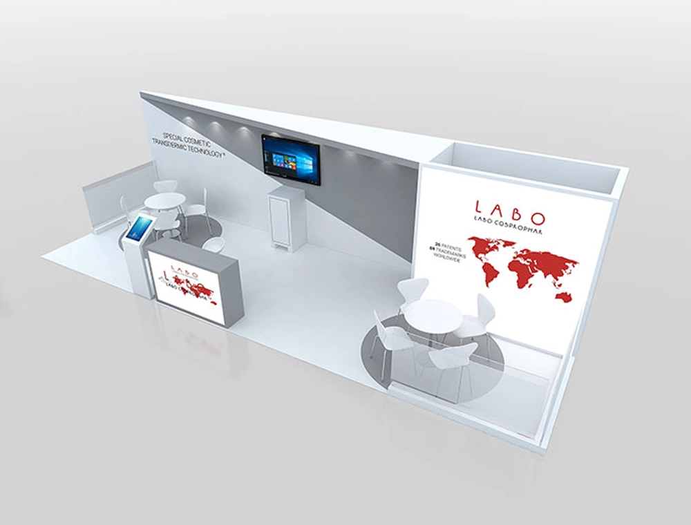 Trade show 10x30 booth with product racks