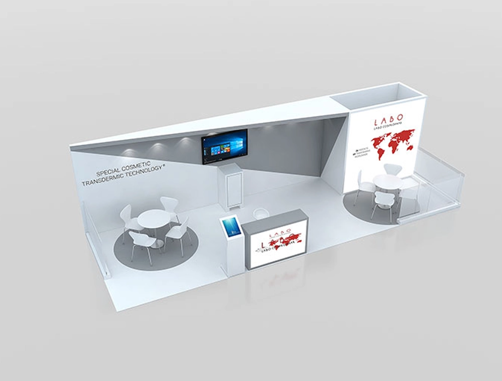 Trade show 10x30 booth with product racks