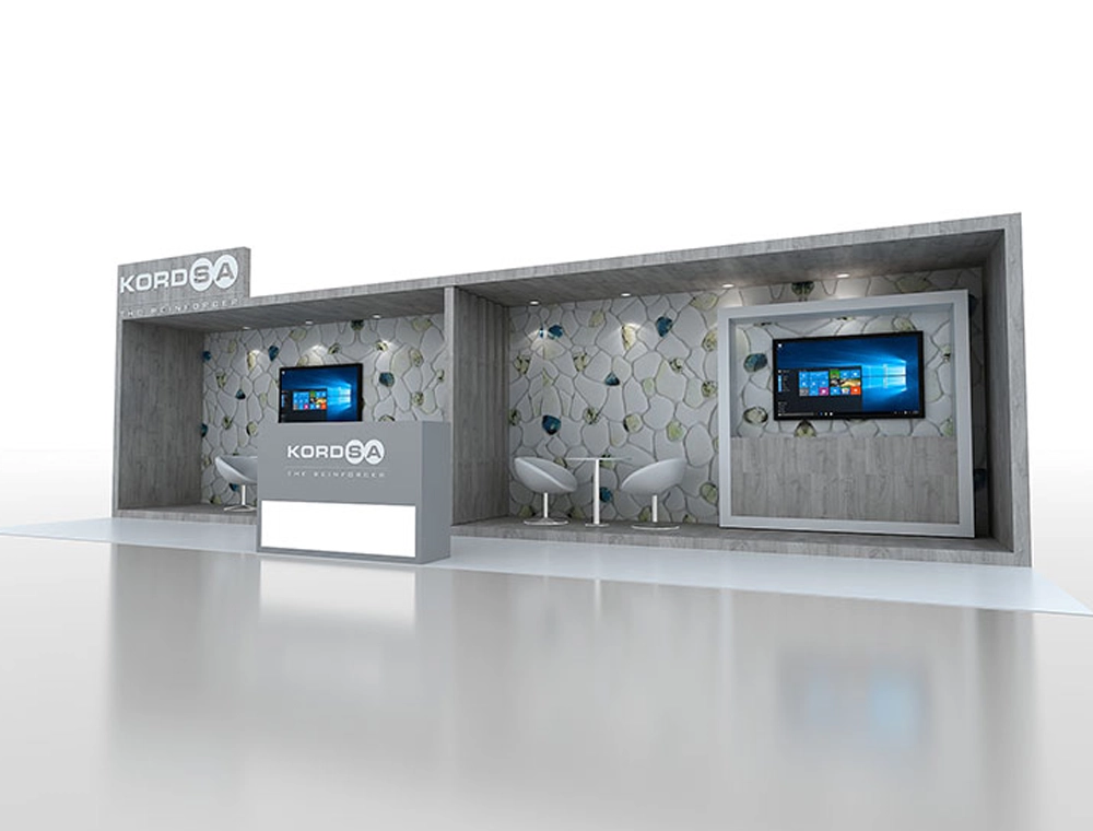 10x30 display booth with illuminated panels